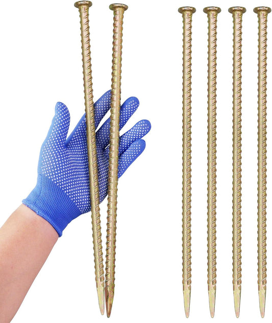 16 Inch Rebar Stakes - 1/2 Inch Diameter Galvanized Steel Ground Anchors - Heavy Duty Plant Support Garden Stake for Speed Bump, Wheel Stop, Tent (6 Pack)
