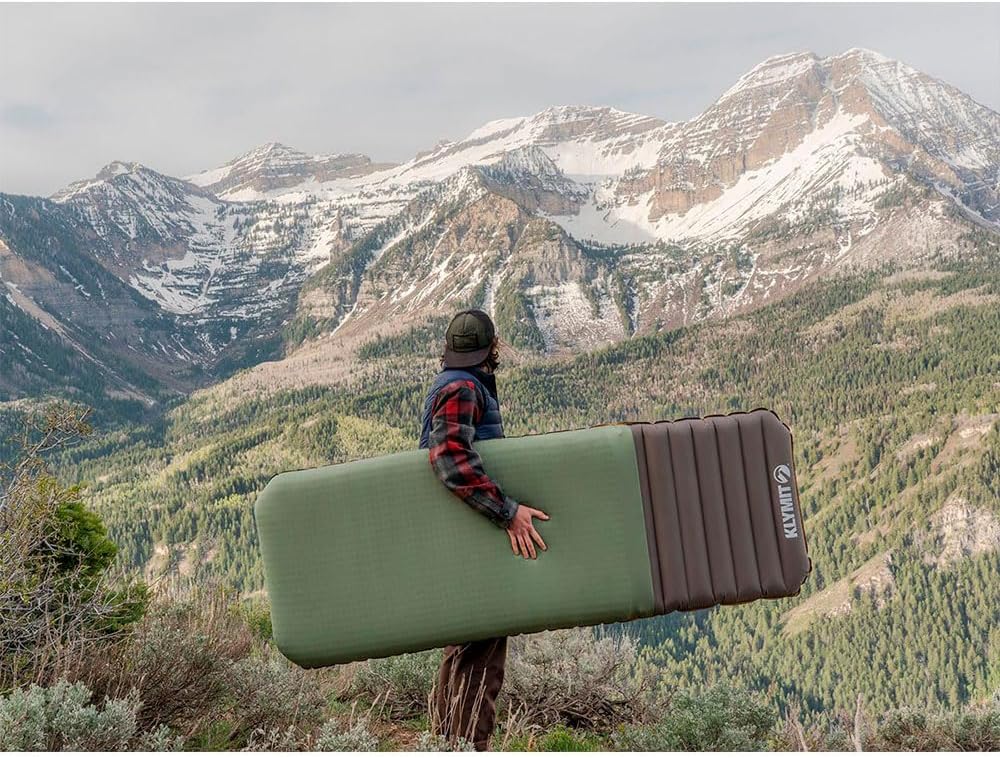 Klymit Klymaloft Lofted Hiking and Backpacking Air Bed, Inflatable Sleeping Pad for Camping with Memory Foam,Green