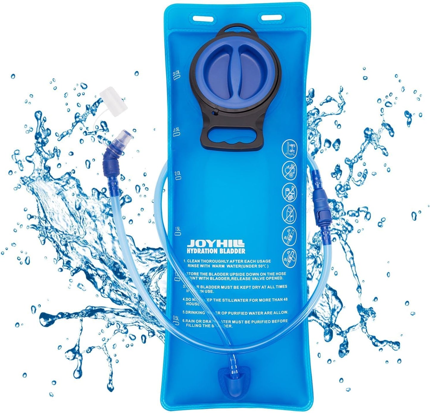 JOYHILL TPU Hydration Bladder,1.5L 2L 3L Water Bladder for Hiking Backpack BPA Free Leak Proof Hydration Pack