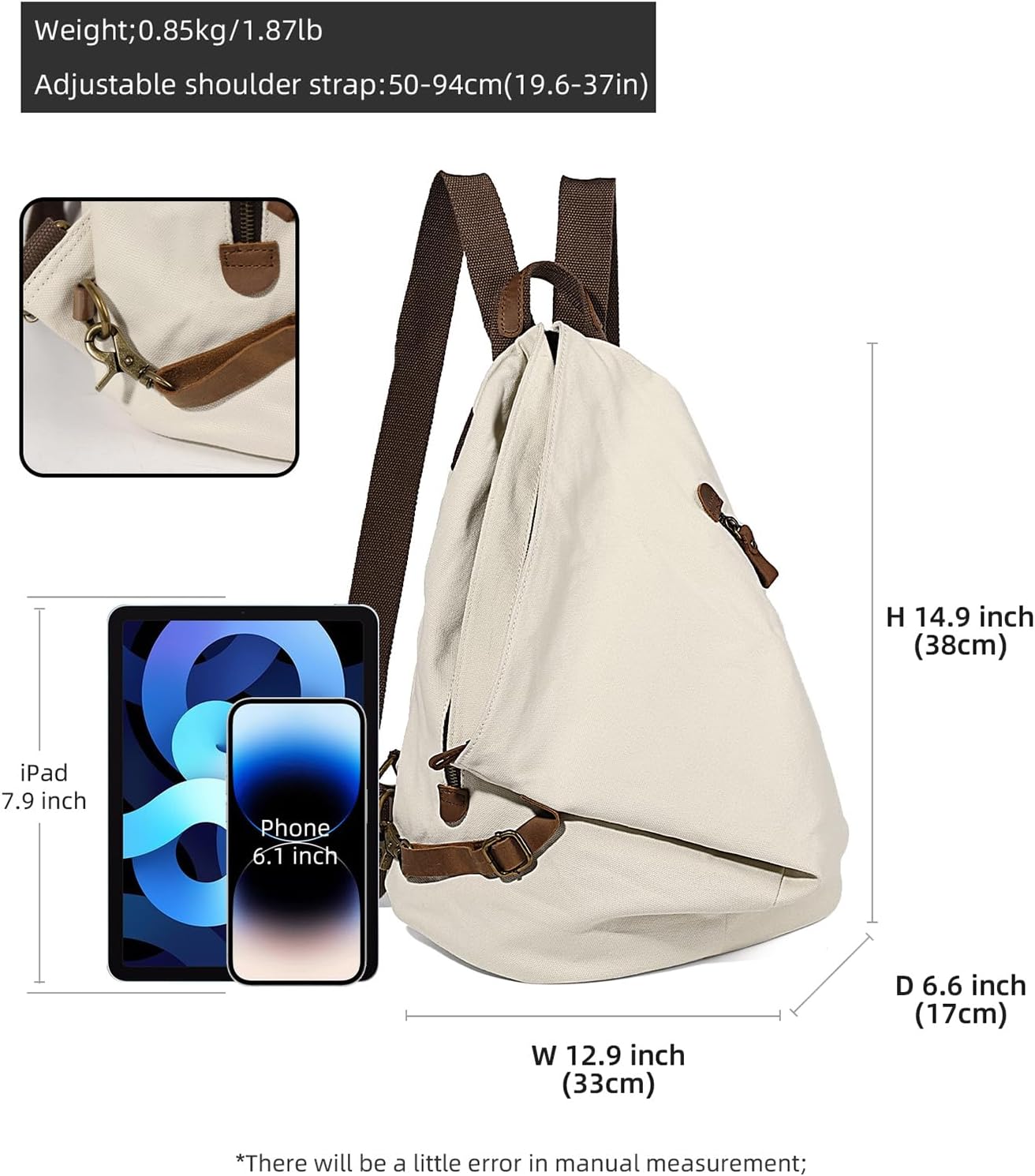 KL928 Canvas Vintage Backpack – Large Casual Daypack Outdoor Travel Rucksack Hiking Backpacks for Men Women