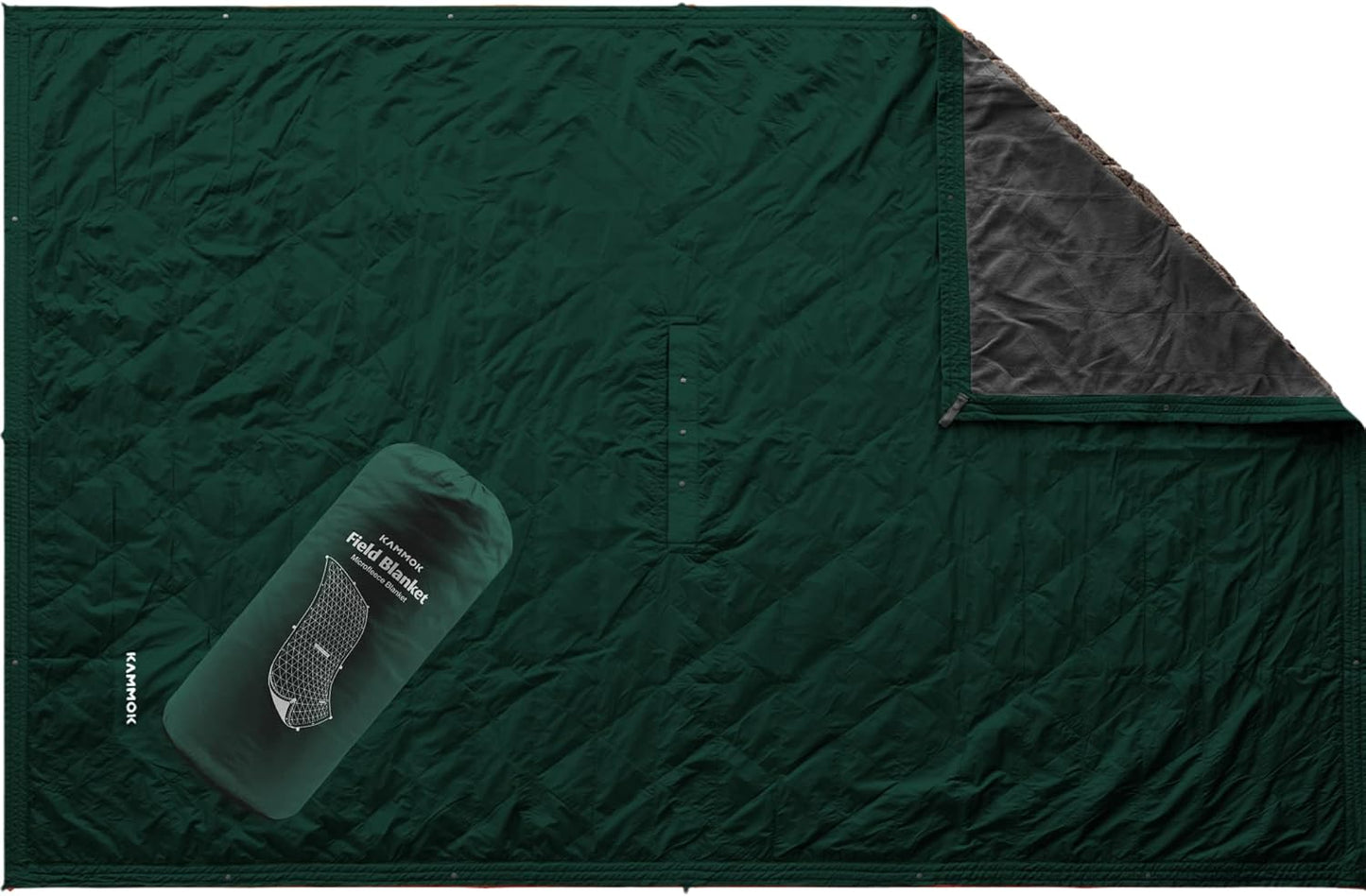 KAMMOK Field Blanket - Microfleece, Water Resistant, Portable, Durable, Indoor/Outdoor Camp Blanket (84 in × 50 in) - Pine Green