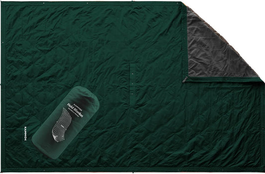 KAMMOK Field Blanket - Microfleece, Water Resistant, Portable, Durable, Indoor/Outdoor Camp Blanket (84 in × 50 in) - Pine Green