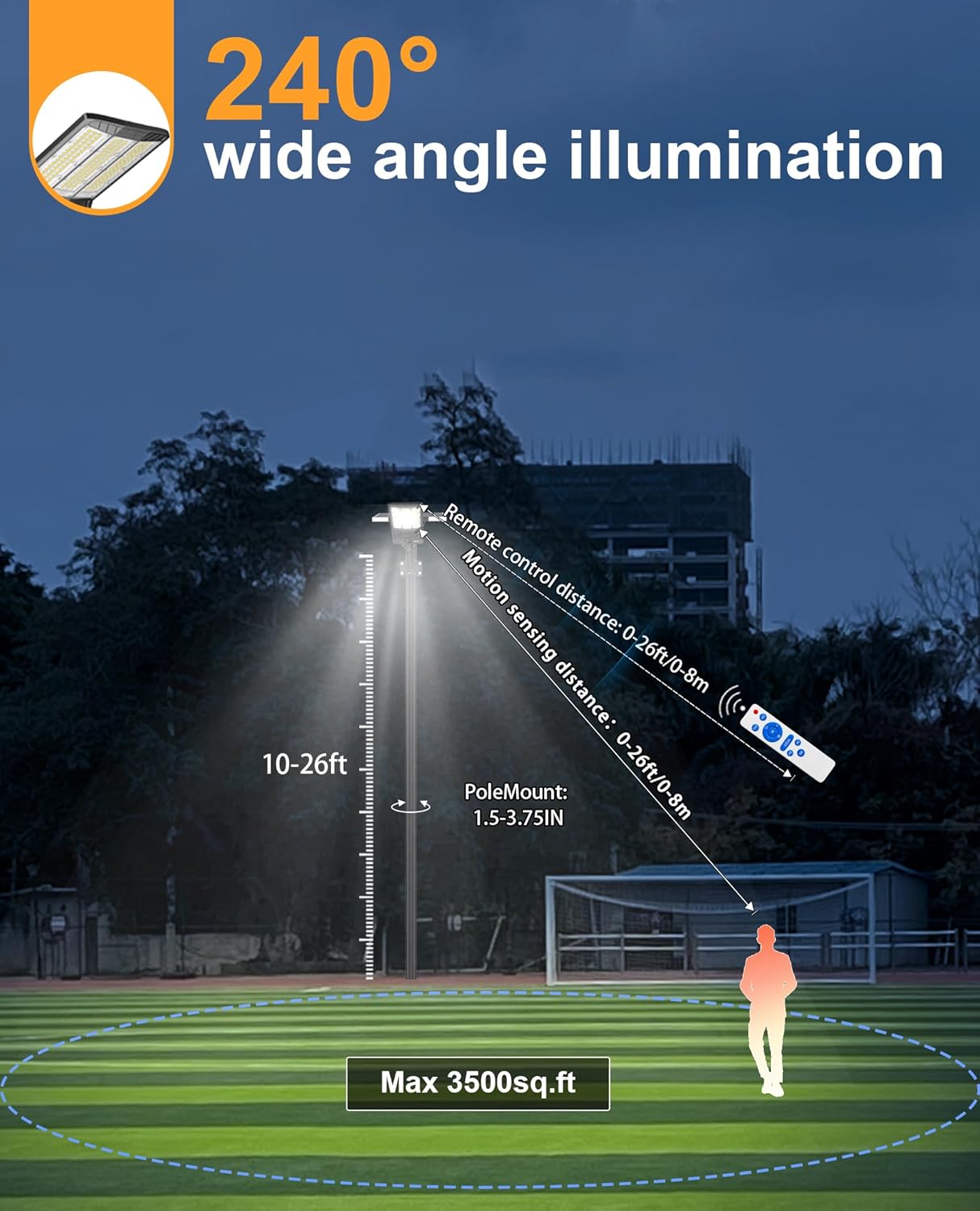 JAYNLT Y-11000W Solar Street Lights Outdoor,800000LM 6500K Bright Parking Lot Lights Commercial,Split Flood Lights Solar Powered,IP67 Waterproof Solar Security Lamps for Street,Farm