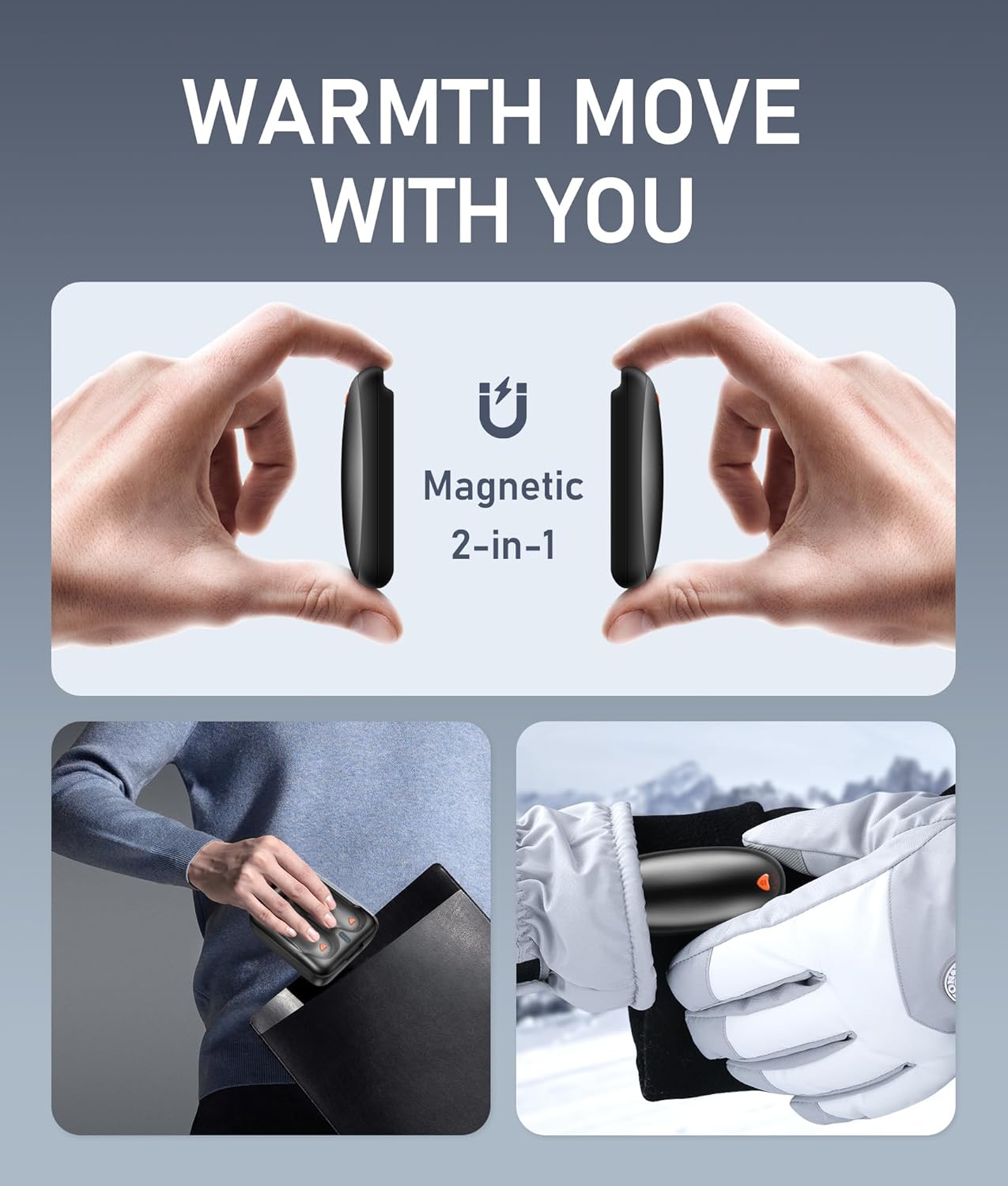 14000 mAh Hand Warmers Rechargeable 2 Pack, AI Hand Warmer with Charging Case Last 60H, 1S Fast Heat, Portable Electric Pocket Heater, Golf Hunting Camping Hiking
