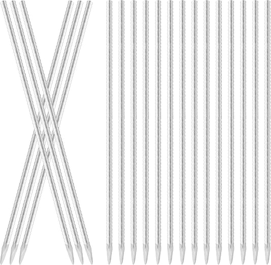 16 Inch Ground Rebar Stakes, 20 Pack Heavy Duty Steel Metal Stakes, Straight Steel Anchors with Chisel Point End, Ground Anchors for Concrete, Garden, Fence, Tent Support
