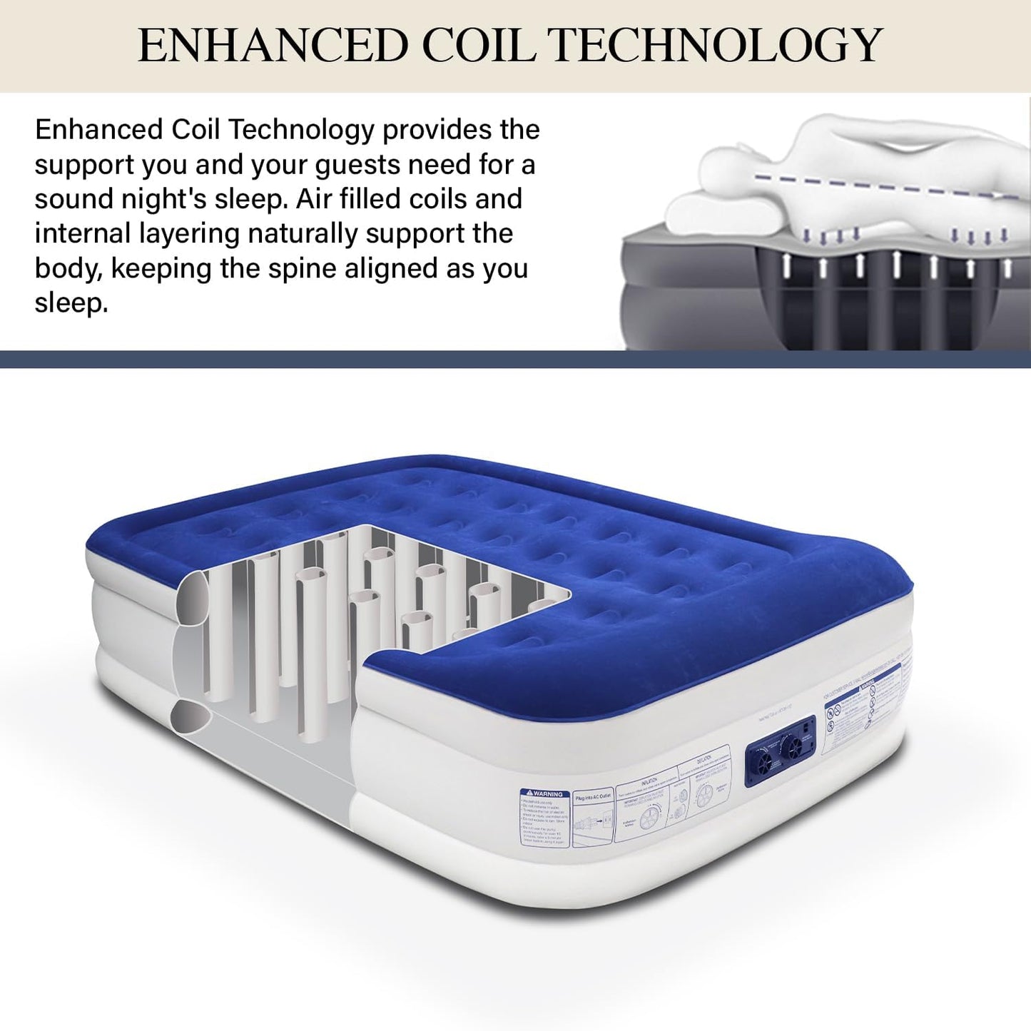 King Koil Luxury Full-Size Air Mattress with Built-In High-Speed Pump & Built-In Pillow Top, 20" Inflatable Double High Airbed for Home, Camping & Guest Comfort, Waterproof & Portable, 1-Year Warranty