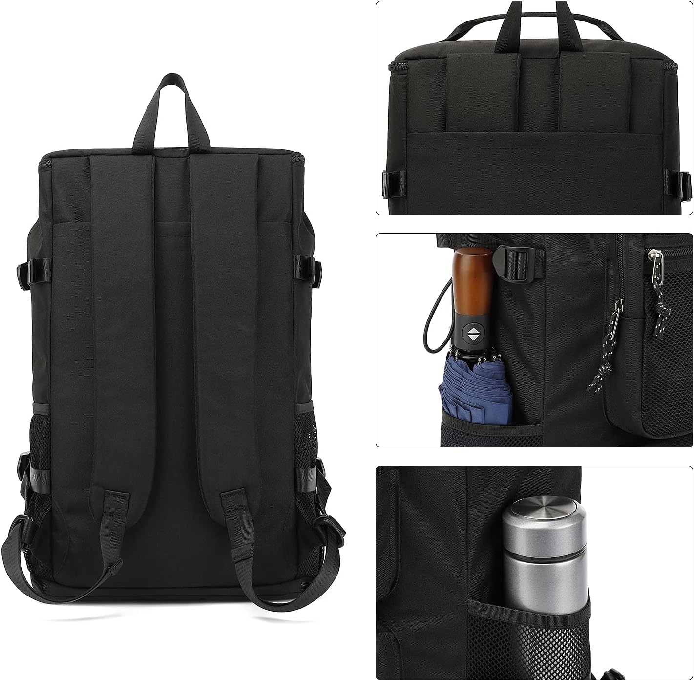 Kalesi Gym Duffle Bag Backpack 4-Way Waterproof with Shoes Compartment for travel Sport Hiking laptop (Black)