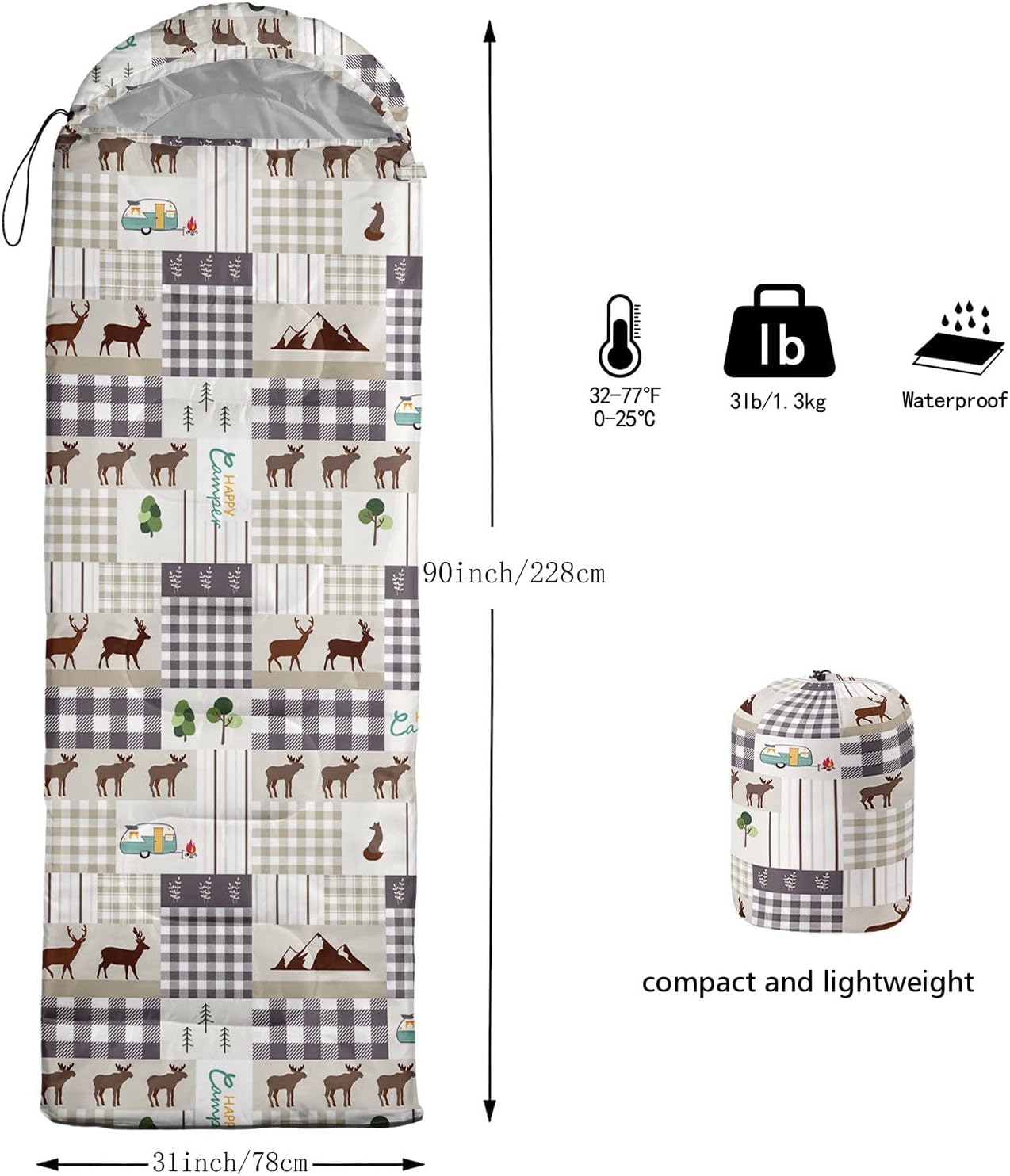 Kids Sleeping Bag for Boys Girls,Rocket Moon Print-Lightweight Warm Portable Outdoor Indoor-Waterproof Cold Weather Resistant Sleeping Bag for Camping Hiking