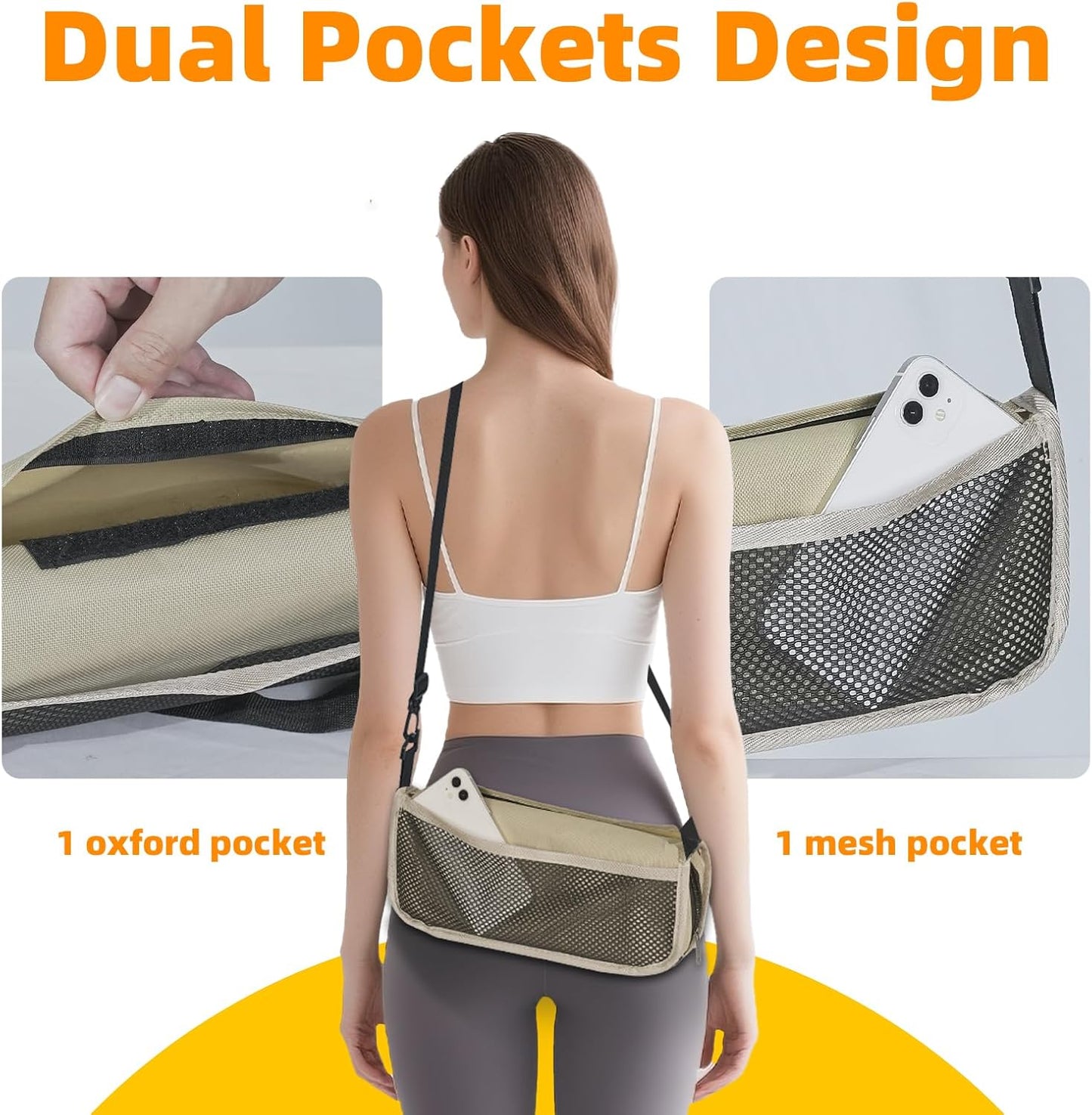 12 Inch Folding Stool & Crossbody Bag for Outdoor - Lightweight Collapsible Stool Purse Chair with 2 Pockets Small Portable Chair Camping Stools Hiking Fishing Beach Backpacking Gardening BBQ Picnics