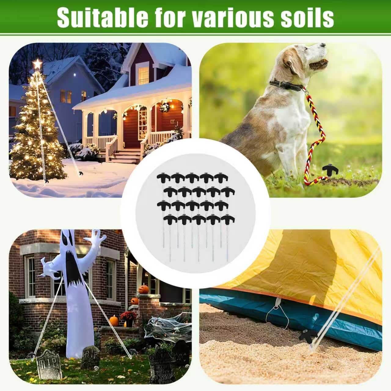 12 Pack Screw in Tent Stakes Heavy Duty,8 ’’ Ground Anchors Screw in,Metal Stakes with Hex Head Driver and Sturdy Storage Box. (12, Black)