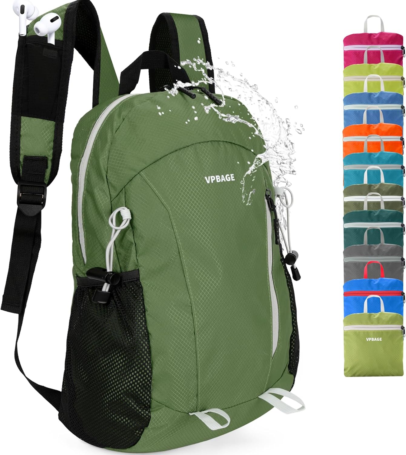 15L Water-resistant Hiking Daypack, Small Backpack Travel Outdoor, Lightweight Day Pack with Tool Loops