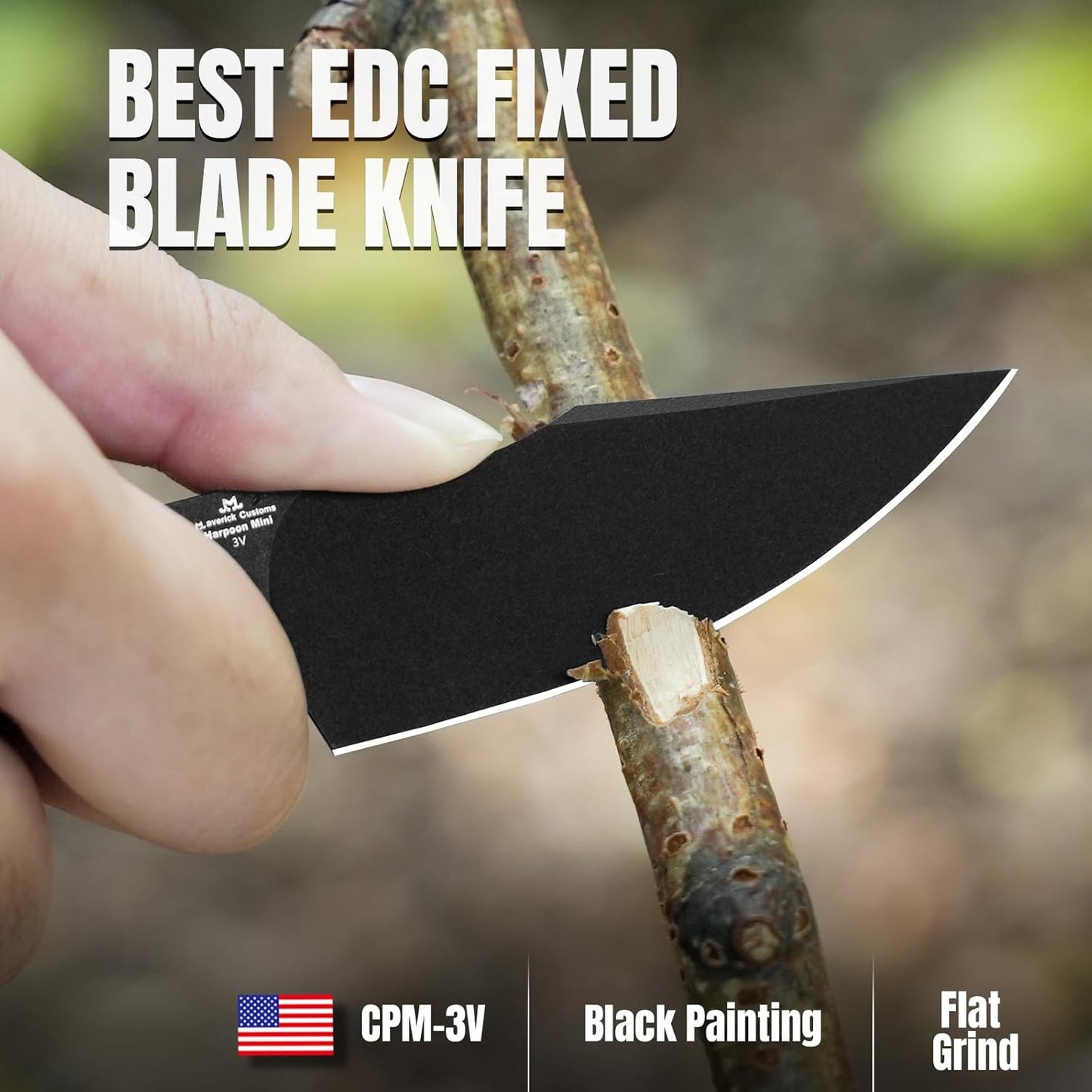 Kizer Mini Harpoon Fixed Blade Knife with Sheath, 3V Blade Hunting Knife with G10 Handle, Camping Fixed Blade Small EDC Knives for Hiking, Survival 1040S6