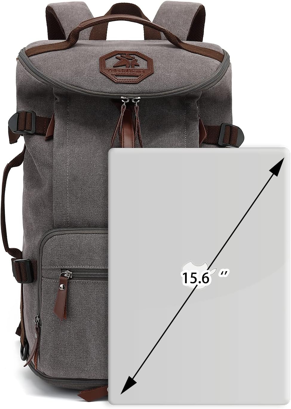 Kalesi Gym Duffle Bag Backpack 4-Way Vintage canvas with Shoes Compartment for travel Sport Hiking laptop (Vintage grey)