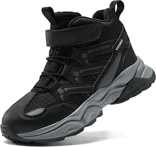 JMFCHI Kids Hiking Boots Boys Girls Outdoor Walking Climbing Sneaker Comfortable Non-slip Snow Shoes Hiker Boot Antiskid Steel Buckle Sole