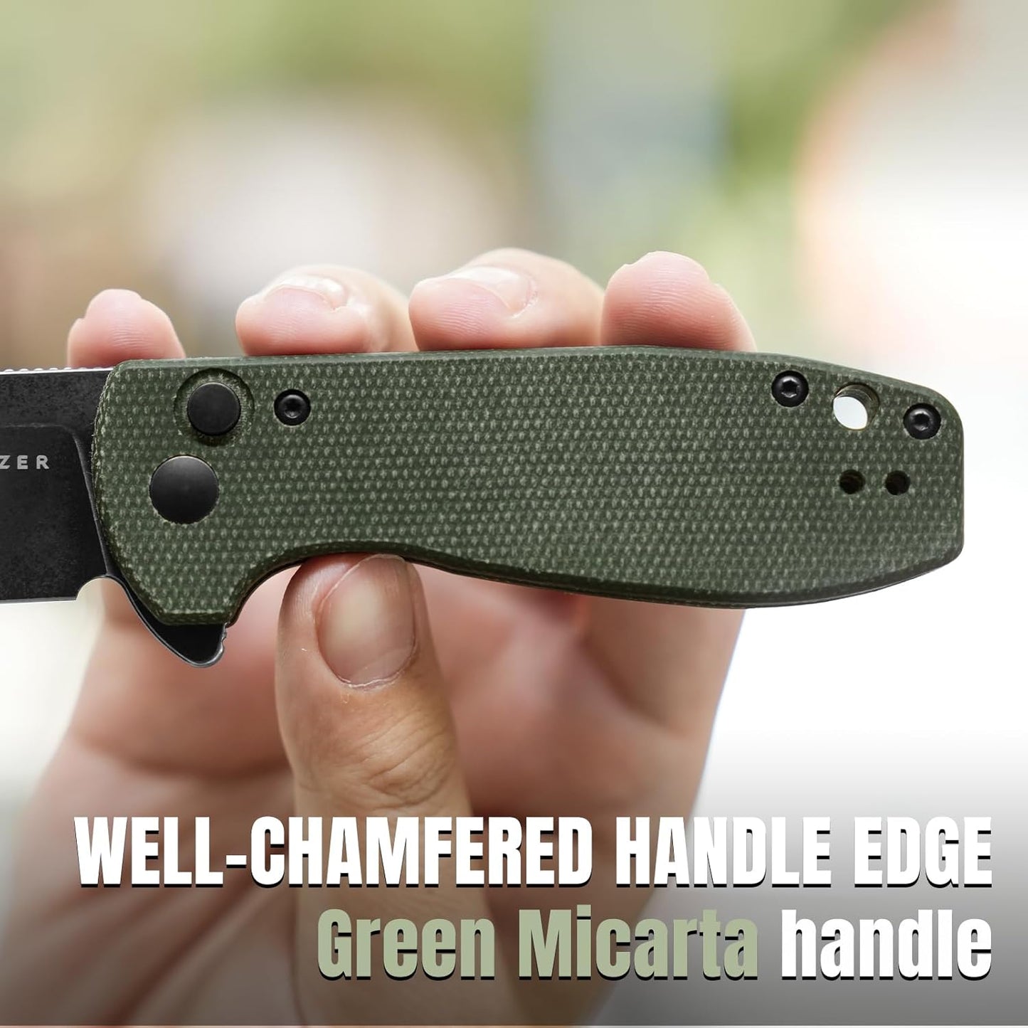 Kizer Amicus Pocket Knife, 2.95” Satin Nitro V Blade Small EDC Knife, Micarta Handle Pocket Folding Knife with Reversible Deep Carry Clip, Camping Hunting Pocket Knives for Men Women Gift L3002A5