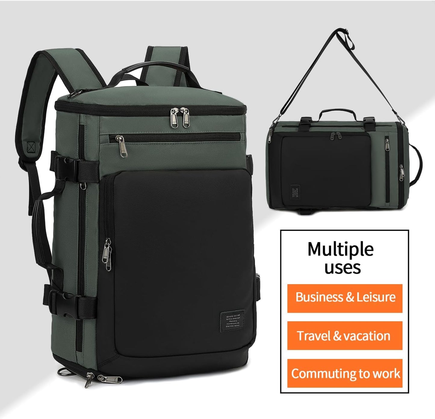 Kalesi Gym Duffle Bag Backpack 4-Way Waterproof with Shoes Compartment for travel Sport Hiking laptop Business-grey