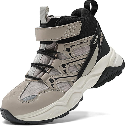 JMFCHI Kids Hiking Boots Boys Girls Outdoor Walking Climbing Sneaker Comfortable Non-slip Snow Shoes Hiker Boot Antiskid Steel Buckle Sole