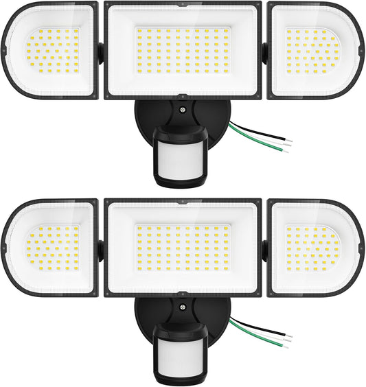 150W Motion Sensor Lights Outdoor for Outside, 15000LM LED Flood Lights Outdoor wired Dusk to Dawn, Exterior Security Floodlight Fixture Waterproof IP65, Outdoor Lighting for House, Garage 2 Pack