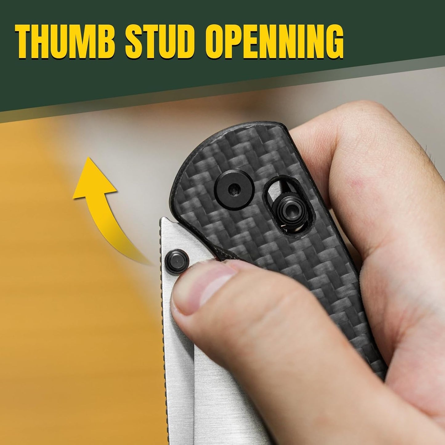 Kizer Drop Bear EDC Pocket Knife, 2.97” Nitro-V Steel Blade G10 Carbon Fiber Handle Folding Knife with Thumb Stud Opener, Lightweight Clutch Lock Camping Hunting Knife for Men Women Gift V3619A3