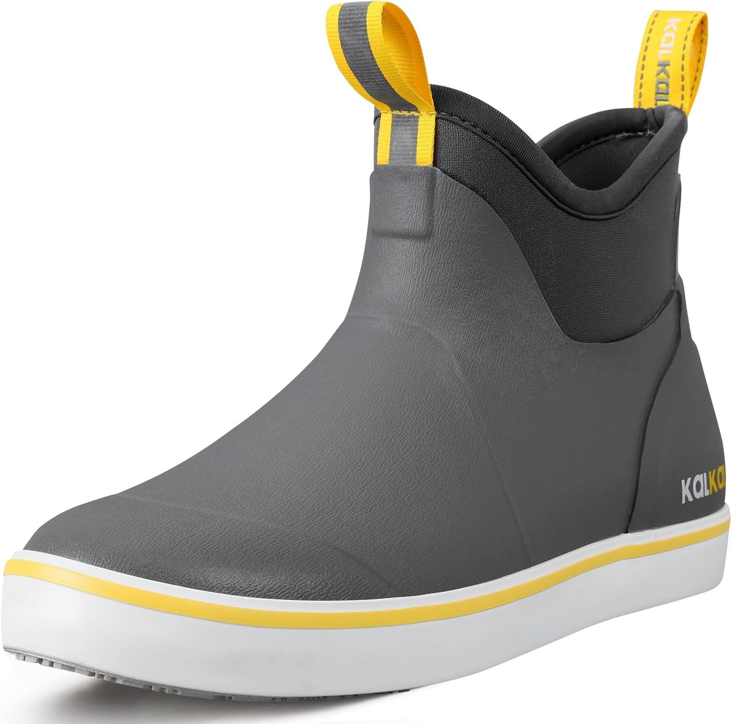 Kalkal Men's Deck Boots, Waterproof Fishing Rain Boots with High Traction, Men's Rubber Boots For Gardening Fishing Boating Camping Sailing