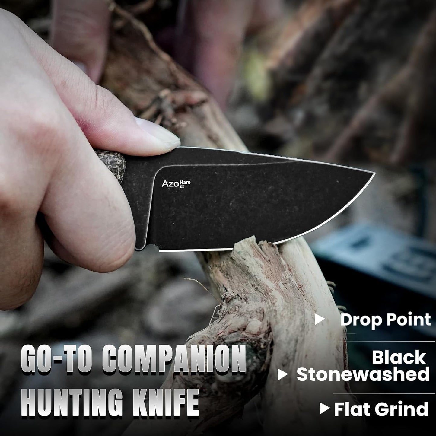 Kizer Hare Fixed Blade Knife with Sheath, 3.14" D2 Steel Blade EDC Hunting Knife with Burlap Micarta and Black G10 Handle, Small Survival Knives, Outdoor Camping Knives for Men Women 1077M3