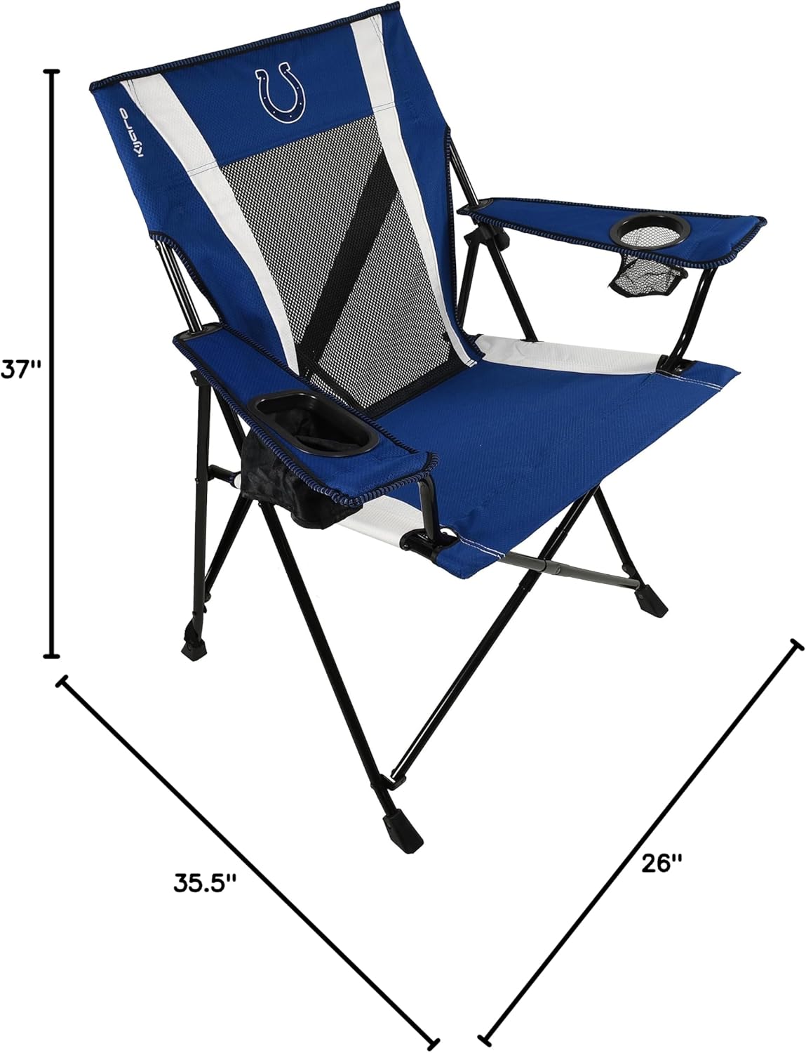Kijaro Sports Fan Folding Chair, 26" L x 35.5" W x 37" H, Indianapolis Colts