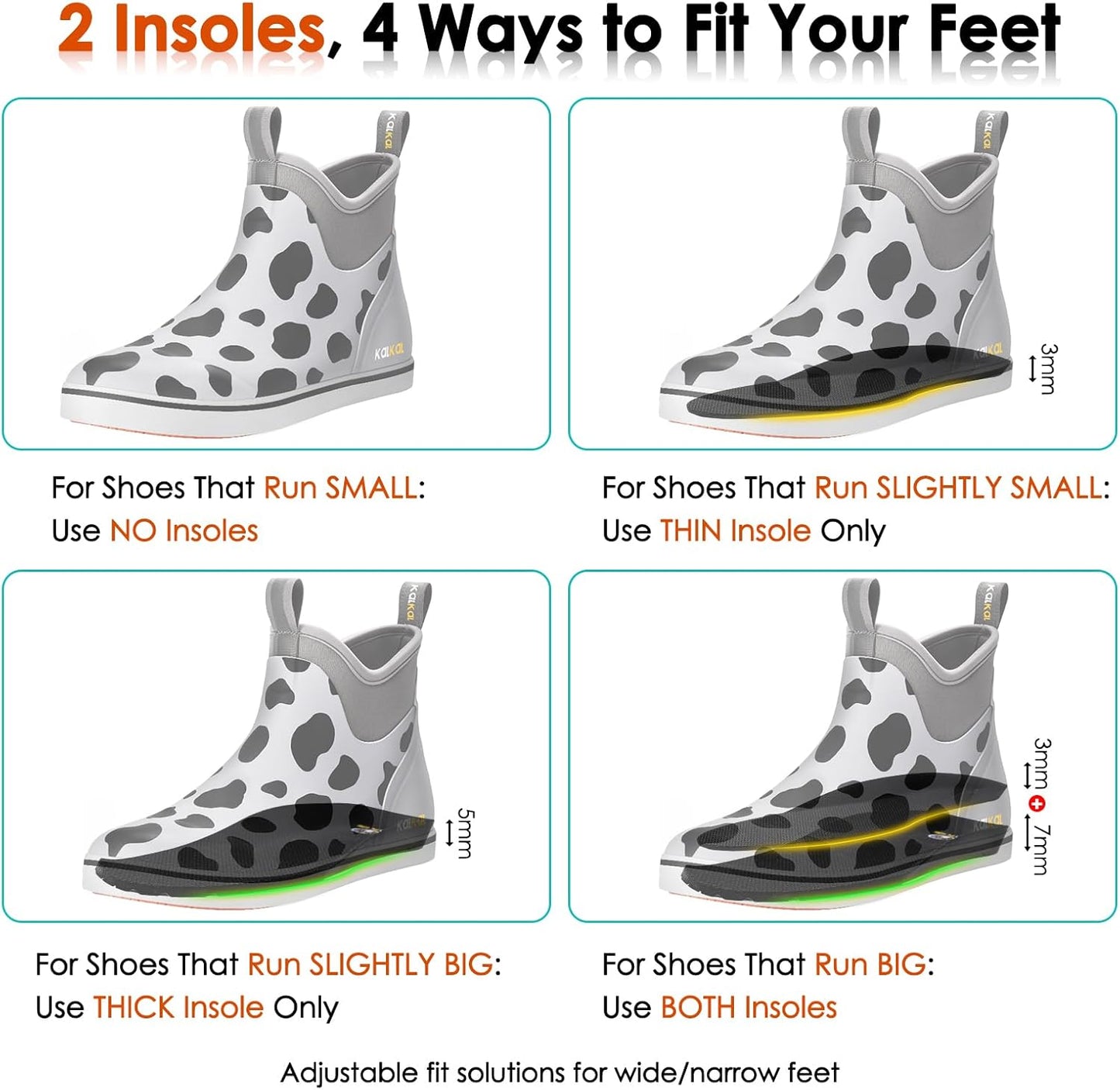 Kalkal Men's Deck Boots, Waterproof Fishing Rain Boots with High Traction, Men's Rubber Boots For Gardening Fishing Boating Camping Sailing