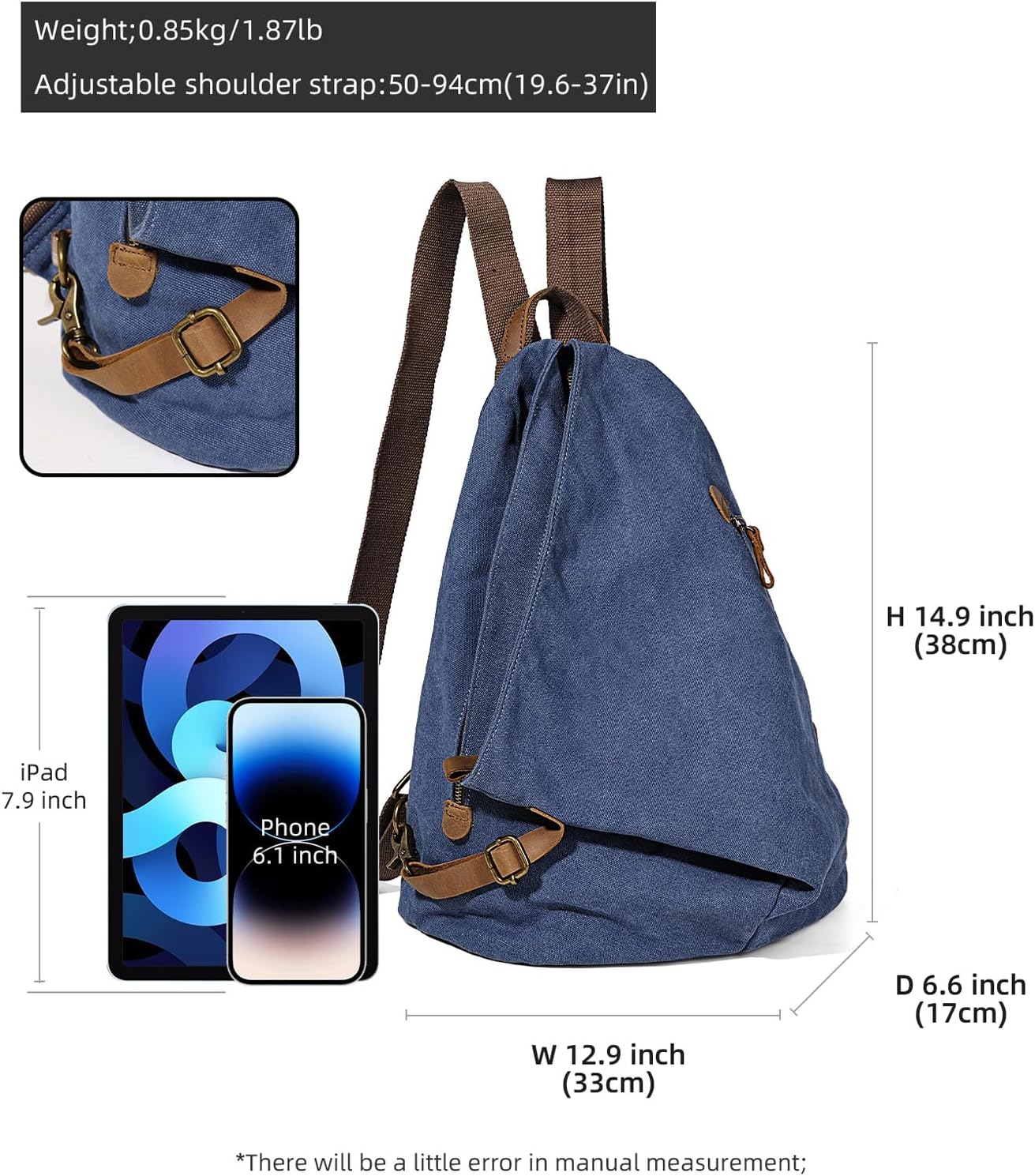 KL928 Canvas Vintage Backpack – Large Casual Daypack Outdoor Travel Rucksack Hiking Backpacks for Men Women