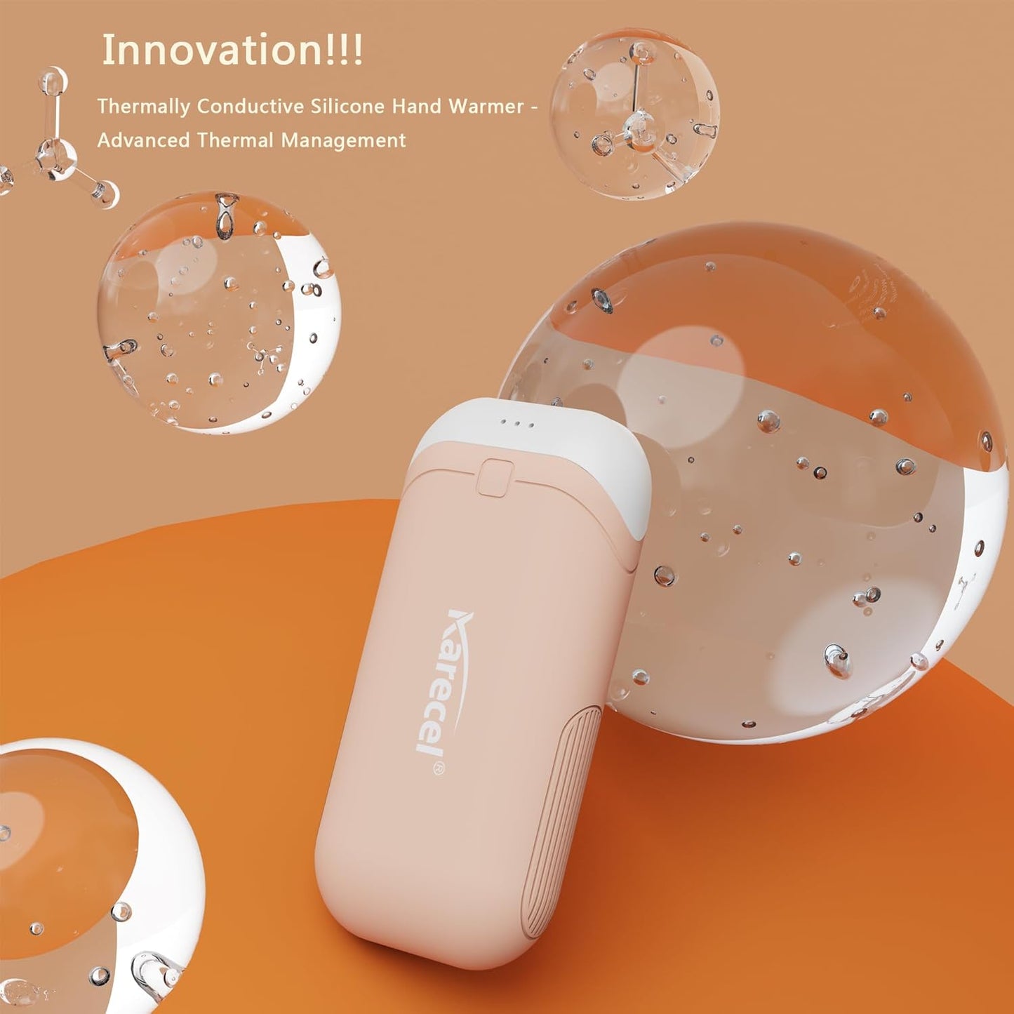 Karecel Hand Warmers Rechargeable 2 Pack, 10,000mAh Thermally Conductive Silicone Hand Warmers for 360° Double-Sided Heat, Portable Pocket-Sized USB Electric Handwarmer, Electronic Gifts for Men Women