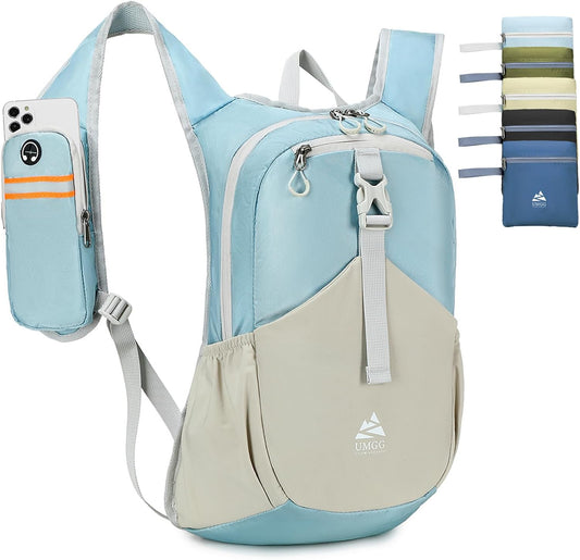 15L Small Hiking Backpack for Women Men Lightweight Packable Backpack Foldable Casual Daypack for Camping Travel Outdoor, Blue