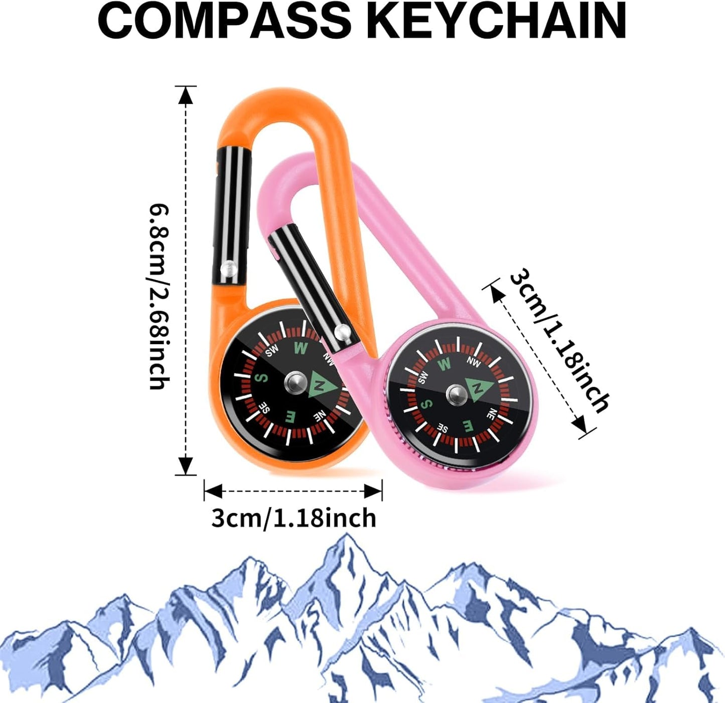 12 Pcs Mini Compass Keychain for Kids Bulk, Small Pocket Magnetic Compass Survival Hiking for Outdoor Survival Camping Party Backpacking Accessory