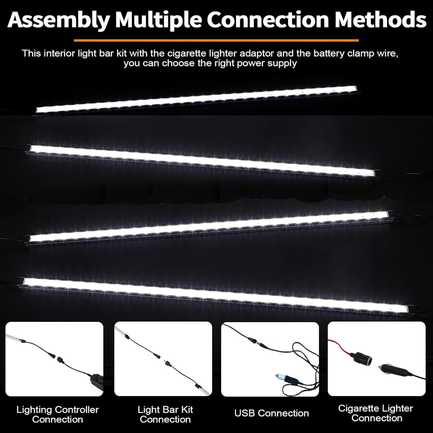 12V LED Interior Light Bar Kit Dimmable IP67 Waterproof Camping String Lights, Aluminum Magnetic Mount Exterior Lights,Portable Lighting for RV, Camping Tent Car Trailer Boat (4 Pack)