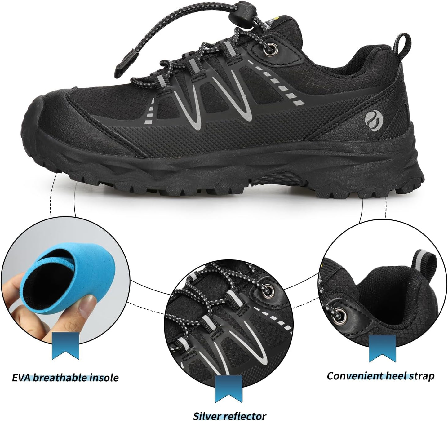 Kids Boys Girls Running Shoes Waterproof Non-Slip Breathable Low-Top Outdoor Hiking Walking Sneakers (Little/Big Kids)