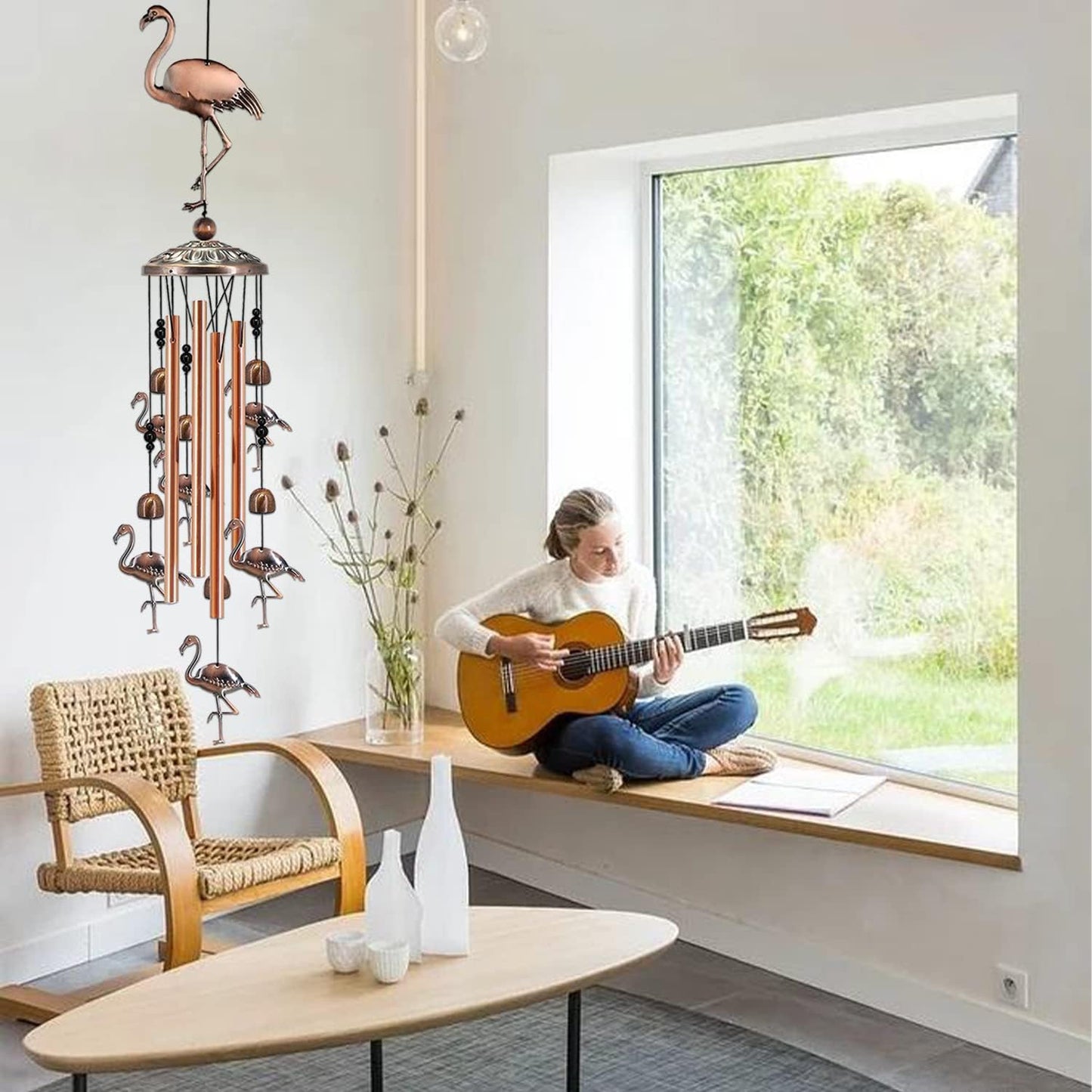 JUNQIU Flamingo Gifts for Women, Flamingo Wind Chimes for Outside, Gifts for Mother/Mom/Grandma/Sister/Mom