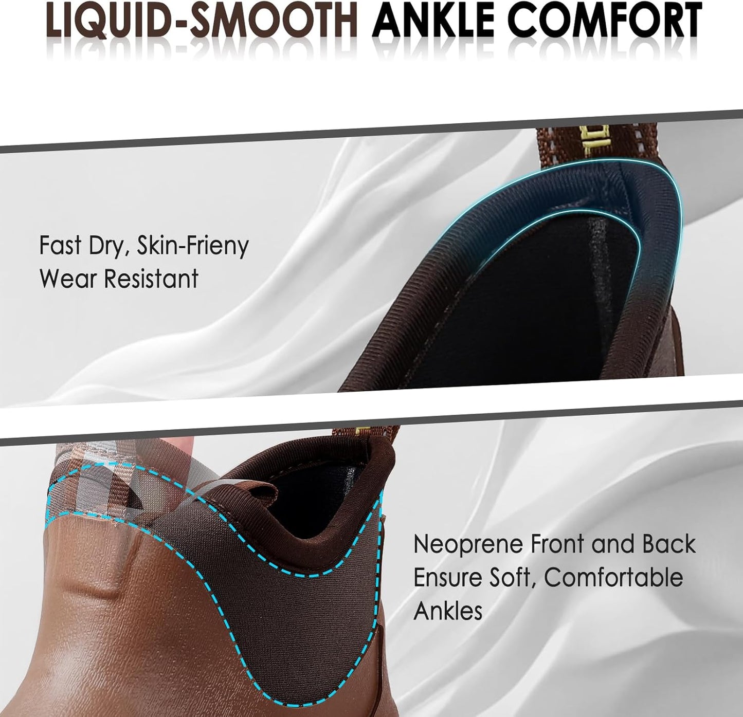 Kalkal Men's Deck Boots, Waterproof Fishing Rain Boots with High Traction, Men's Rubber Boots For Gardening Fishing Boating Camping Sailing