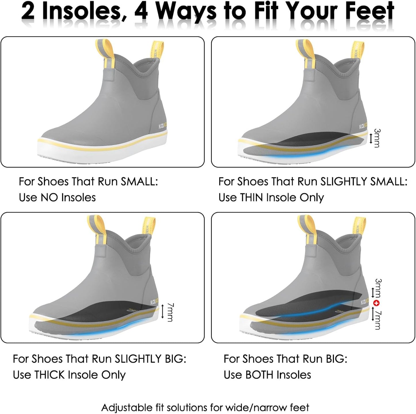 Kalkal Men's Deck Boots, Waterproof Fishing Rain Boots with High Traction, Men's Rubber Boots For Gardening Fishing Boating Camping Sailing