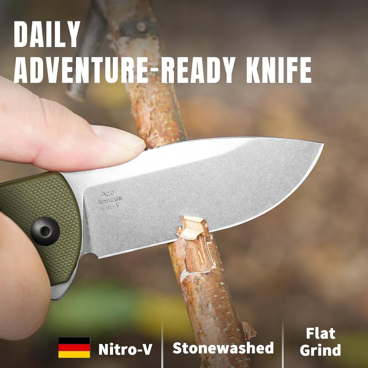 Kizer Amicus Pocket Knife, 2.95” Satin Nitro V Steel Blade Small EDC Knife, G10 Handle Pocket Folding Knife with Reversible Deep Carry Clip, Camping Hunting Pocket Knives for Men Women Gift L3002A3