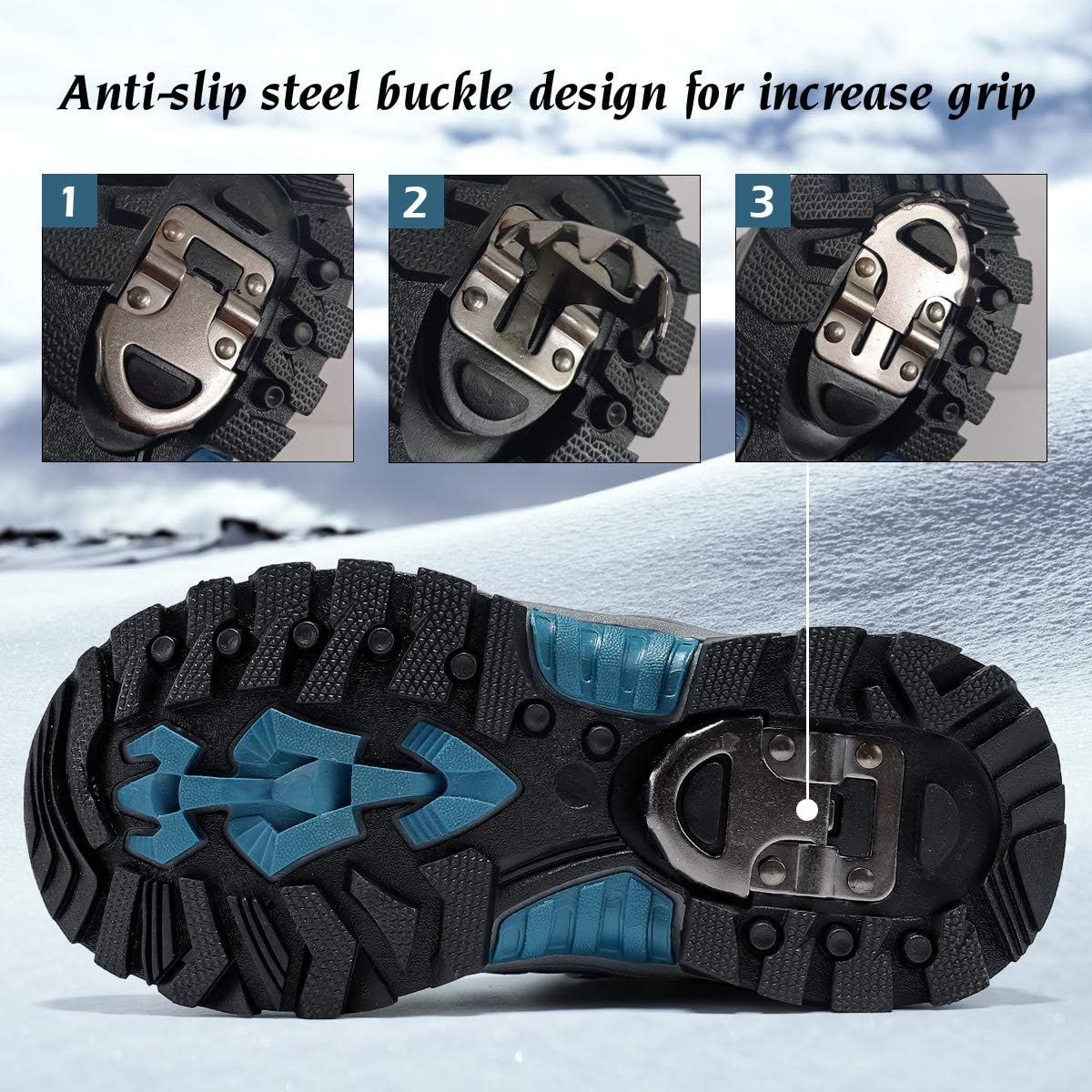 JMFCHI Kids Hiking Boots Boys Girls Outdoor Walking Climbing Sneaker Comfortable Non-slip Snow Shoes Hiker Boot Antiskid Steel Buckle Sole