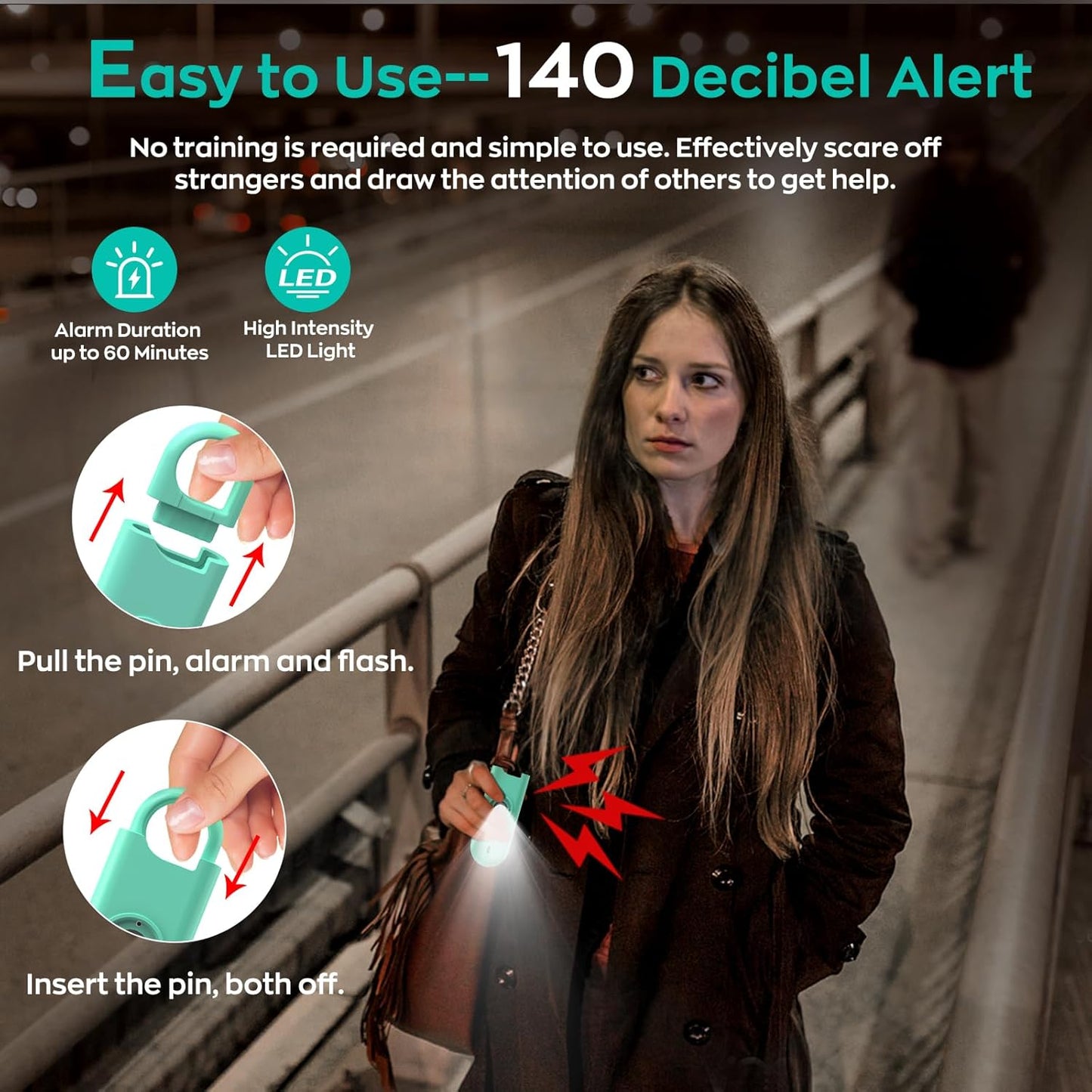 140dB Personal Safety Alarm for Women, 12 Pack Safe Alarm Protection Keychain with Strobe Light with Low Battery Notice, Security Siren Self Defense for Children Seniors College Girls(Green)