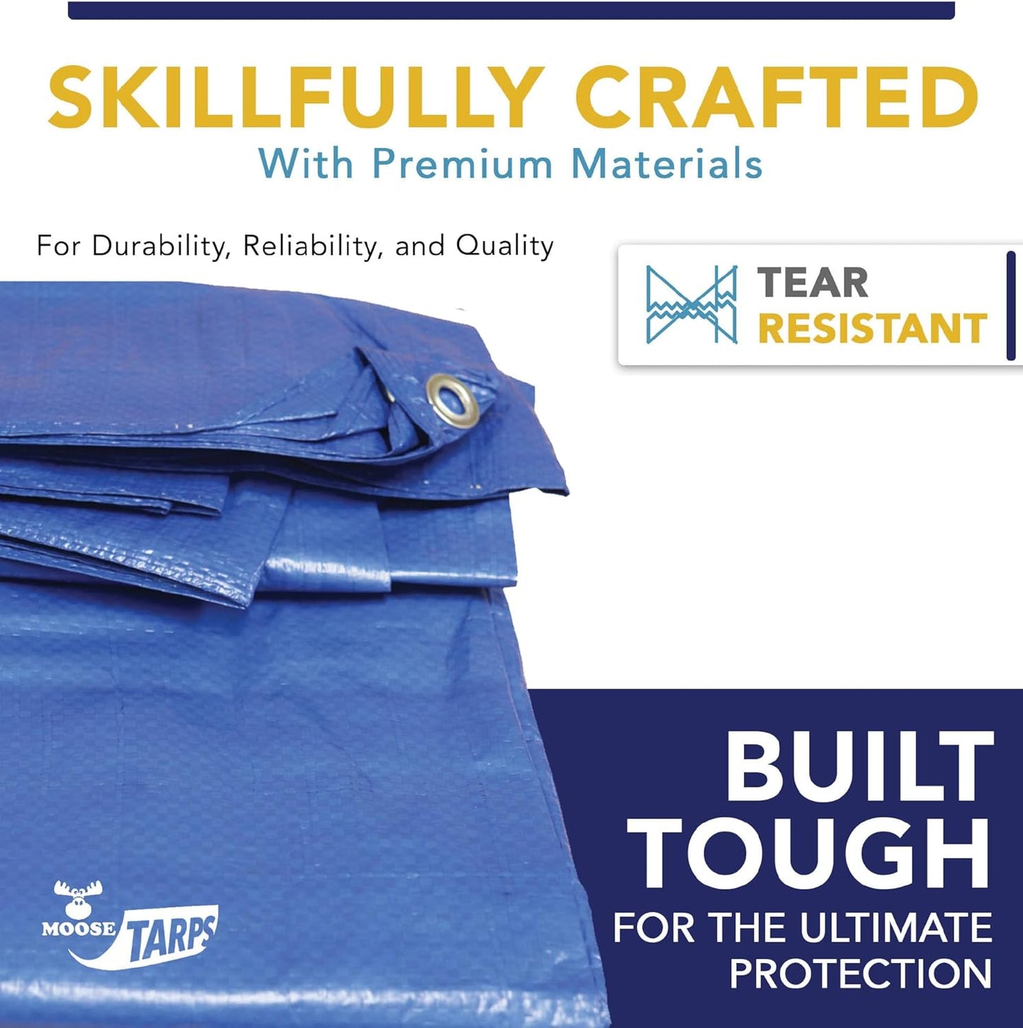 10' x 30' Waterproof Tarp, Medium Duty Reversible Blue/Silver, Multipurpose Indoor and Outdoor Tarps for Tents, Wood Cover, Furniture, Car, Boat, Pool, Tear Resistant, Blue