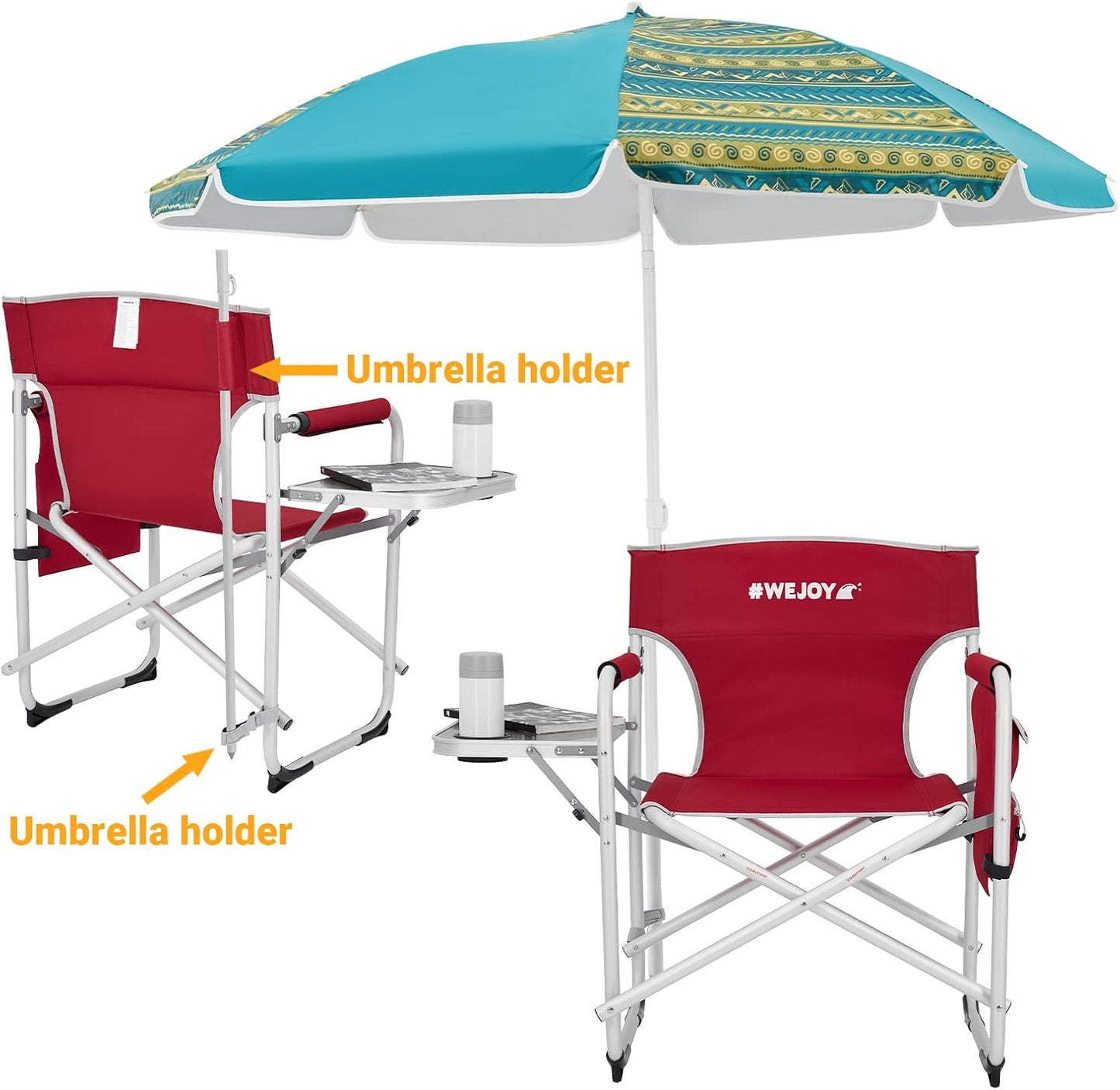 #WEJOY Camping Directors Chairs Heavy Duty Oversized Portable Folding Camping Chair with Side Table, Pocket for Beach Fishing Trip Picnic Lawn Concert