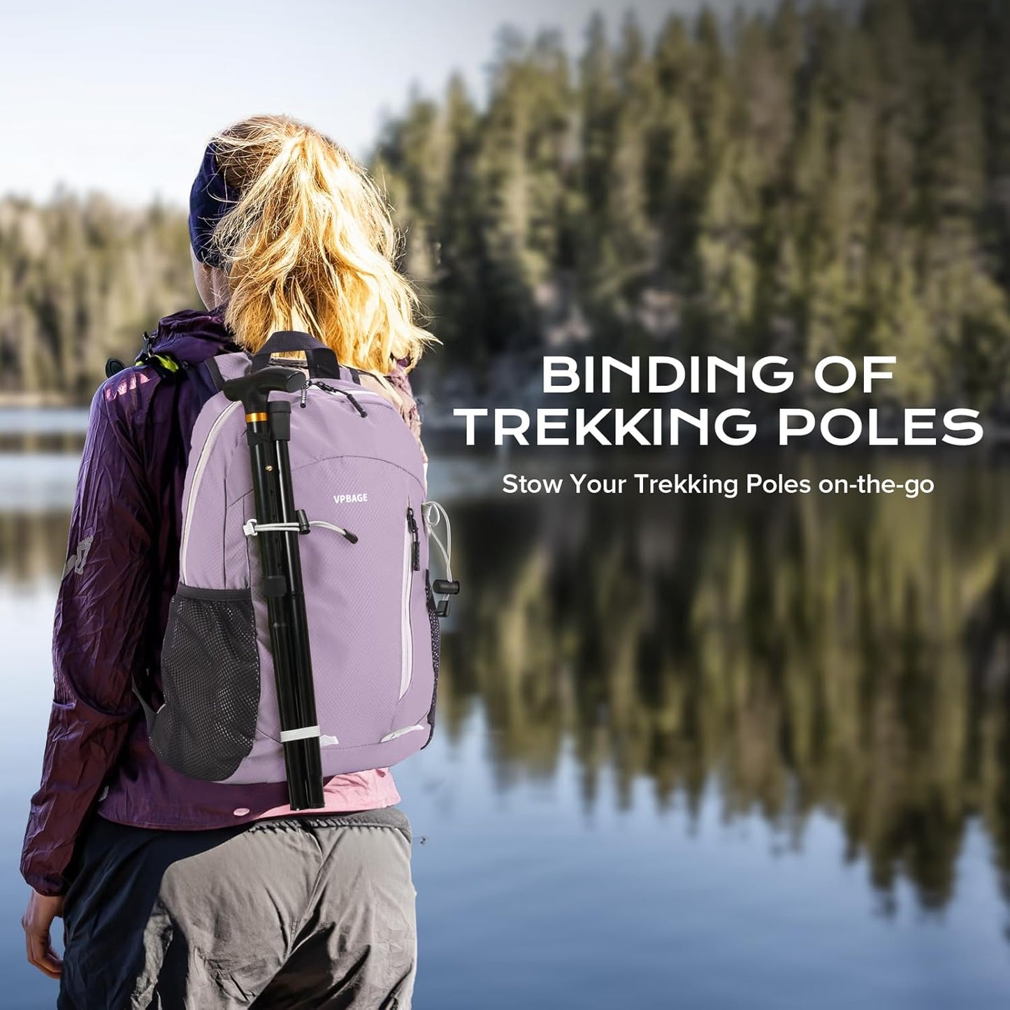 15L Water-resistant Hiking Daypack, Small Backpack Travel Outdoor, Lightweight Day Pack with Tool Loops