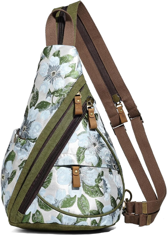 KL928 Canvas Sling Bag - Small Crossbody Backpack Shoulder Casual Daypack Rucksack for Men Women(Large Version)