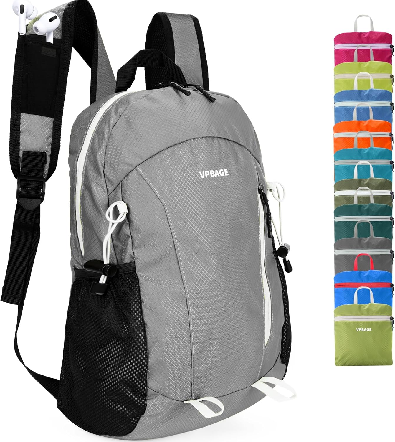 15L Water-resistant Hiking Daypack, Small Backpack Travel Outdoor, Lightweight Day Pack with Tool Loops