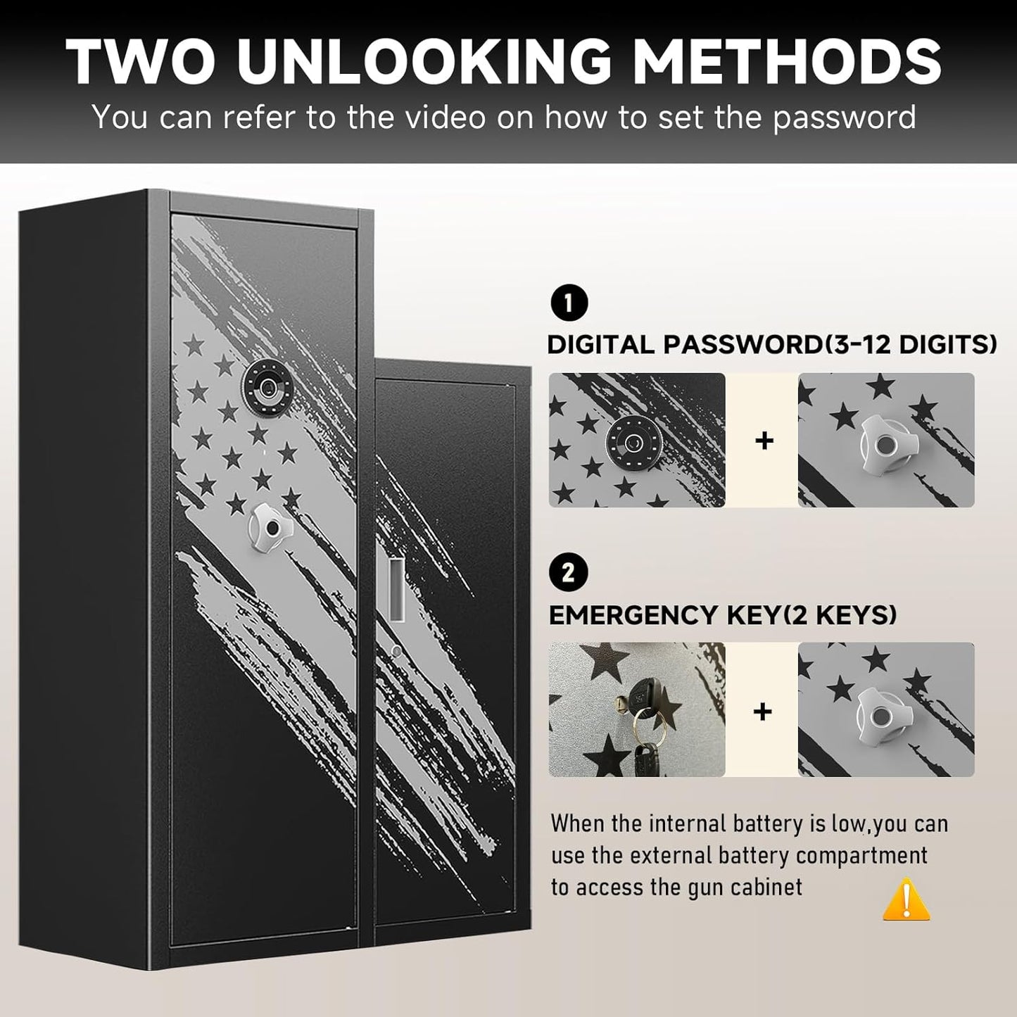 KAER 8-10 Gun Safe, Large Gun Safe for Rifles and Pistols, Quick Access Home Gun Rifle Safe and Storage Gun Cabinet with 4 Pistol Pouches and Removable Shelf for Shotgun, Firearm, Ammo