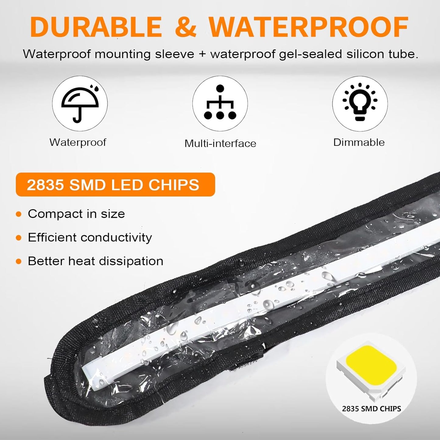 12V Led Light Strip,RV Awning Lights with 2835 LED Chips,IP67 Waterproof Led Light Bar for Outdoor Camping and Overland