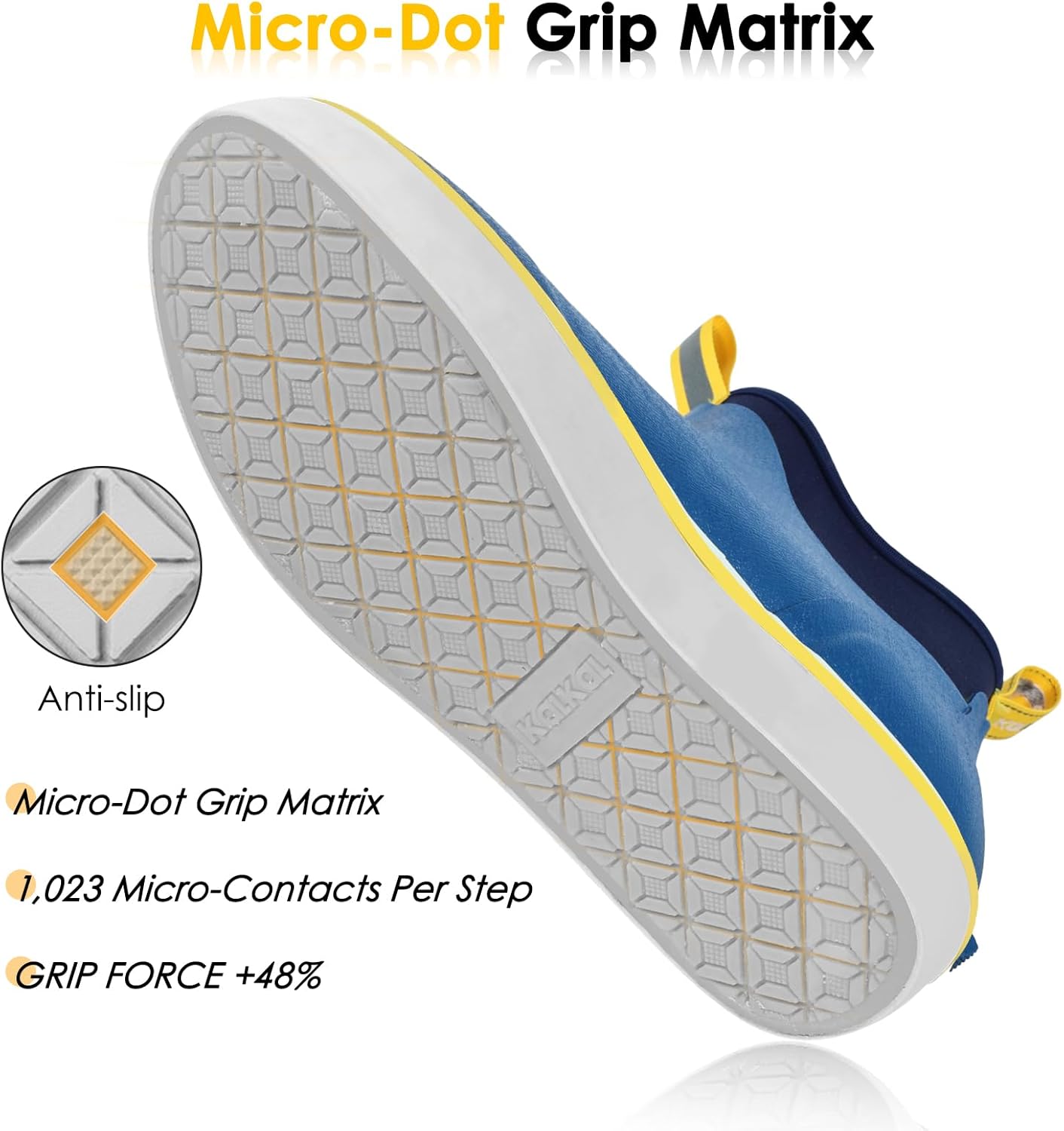 Kalkal Men's Deck Boots, Waterproof Fishing Rain Boots with High Traction, Men's Rubber Boots For Gardening Fishing Boating Camping Sailing