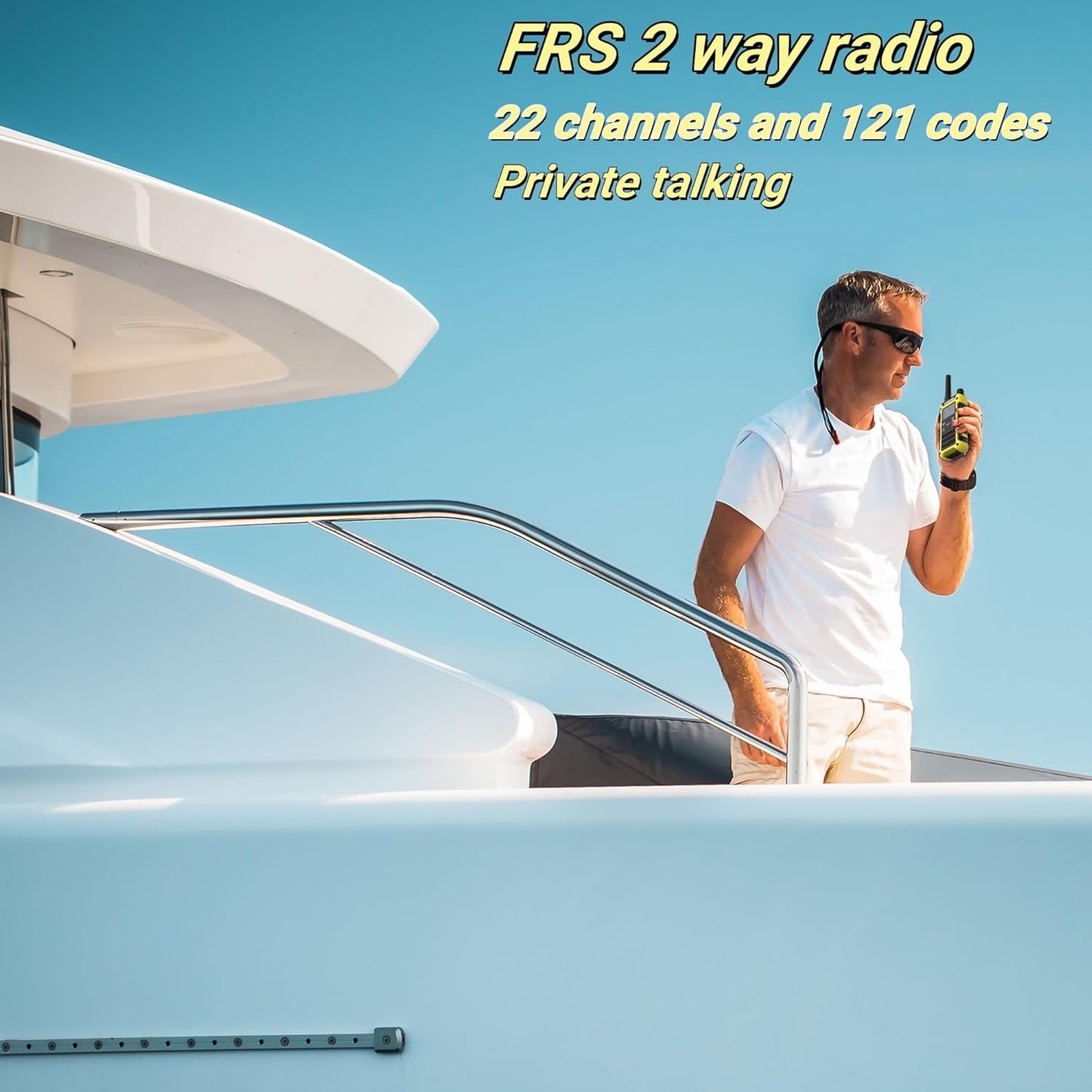 KETELESE T3F IP67 Waterproof Two Way Radios, FRS Walkie Talkie 4 Pack with Earpieces,USB C Charge Dock,Group Talk,Flashlight,VOX,Weather Alert, for Adults, Black/Yellow