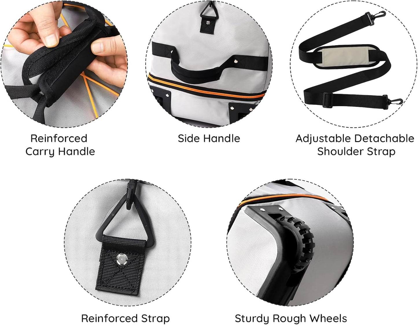 110L/140L Expandable Soft-Sided Foldable Duffle Bag with 2 Rubber Wheels,Packable 32” Rolling Carry-On with Multi-Pockets & Compartments,Grey