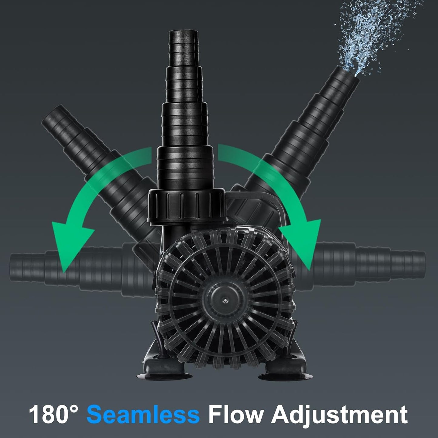 150W 3200 GPH Submersible Pond Pump for Outdoor Ponds & Water Gardens, Pond Waterfall Pump with 180° Adjustable Outlet, Barrier Bag, 20FT Power Cord, Ultra-Quiet Fountain Pump, UL Listed